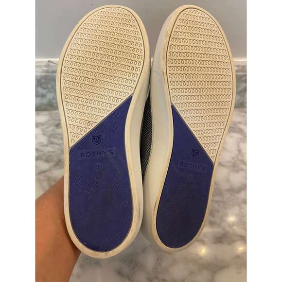 Rothy’s The City Slip On Navy White Knit Sneakers Womens 7 No Insoles - Picture 8 of 8